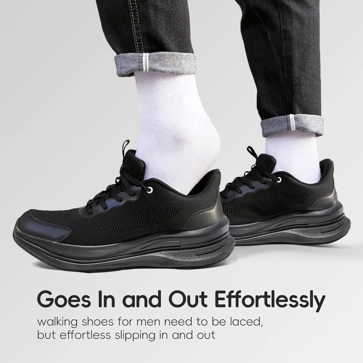 Mens Running Shoes Slip-on Walking Shoes for Men Athletic Gym Workout Sneakers Breathable Non Slip Tennis Cushioning Sneakers