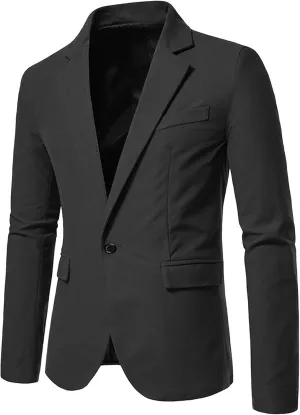 Mens Slim Fit Sport Coat Casual Blazer One Button Business Suit Jacket Stretch Travel Lightweight Suit Jacket
