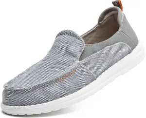 Men's Slip On Deck Shoes Casual Canvas Loafers Slip-Ons Hands Free Comfortable Stretch Flat Boat Shoes