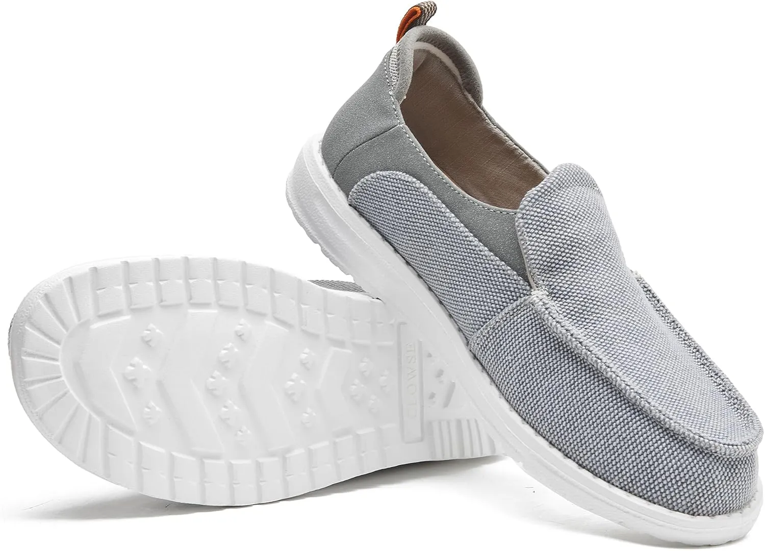 Men's Slip On Deck Shoes Casual Canvas Loafers Slip-Ons Hands Free Comfortable Stretch Flat Boat Shoes
