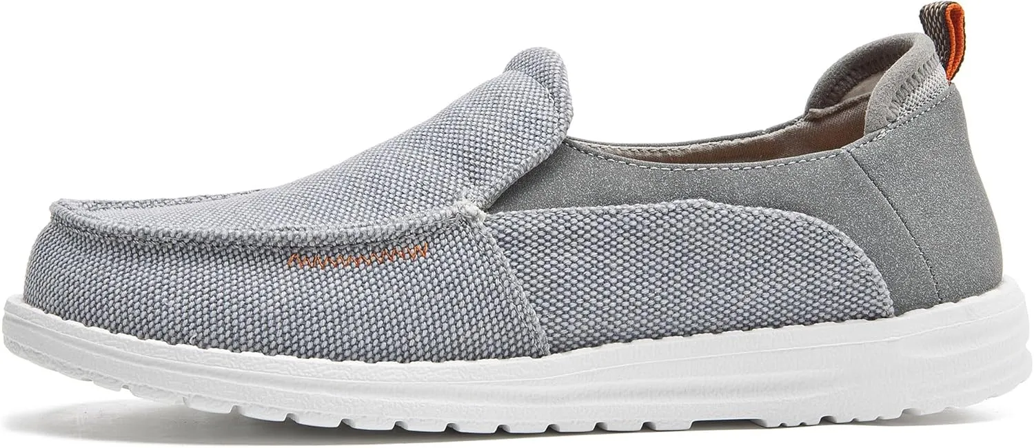 Men's Slip On Deck Shoes Casual Canvas Loafers Slip-Ons Hands Free Comfortable Stretch Flat Boat Shoes
