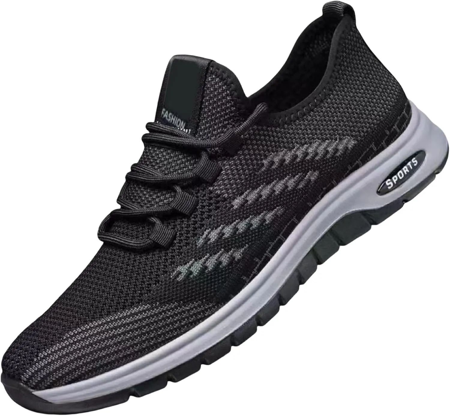 Mens Slip On Running Shoes Breathable Lightweight Comfortable Fashion Non Slip Sneakers Mesh Lace Up Walking Shoes