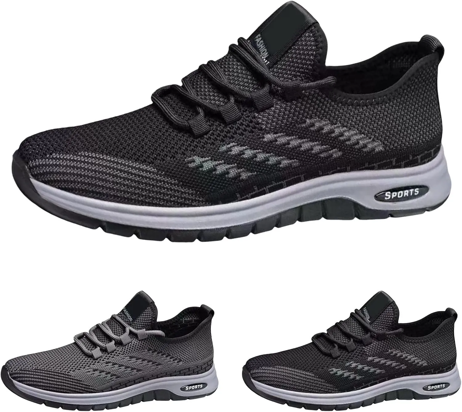 Mens Slip On Running Shoes Breathable Lightweight Comfortable Fashion Non Slip Sneakers Mesh Lace Up Walking Shoes