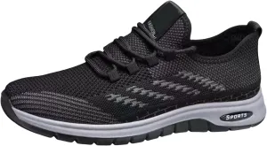 Mens Slip On Running Shoes Breathable Lightweight Comfortable Fashion Non Slip Sneakers Mesh Lace Up Walking Shoes