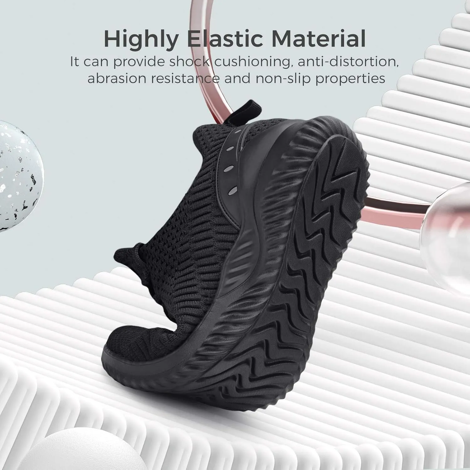 Mens Slip On Sneakers Non Slip Work Shoes Lightweight Mesh for Casual Tennis Running Walking Shoes