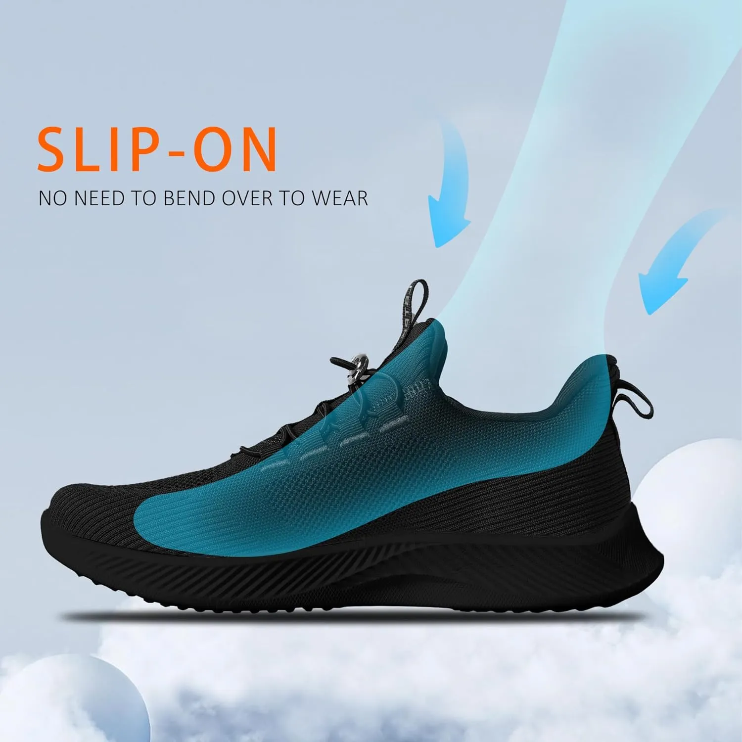 Mens Slip On Walking Shoes Running Tennis Shoes for Athletic Workout Gym Casual Non Slip Training Sneakers Breathable Knit Upper Indoor Outdoor