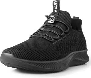 Mens Slip On Walking Shoes Running Tennis Shoes for Athletic Workout Gym Casual Non Slip Training Sneakers Breathable Knit Upper Indoor Outdoor