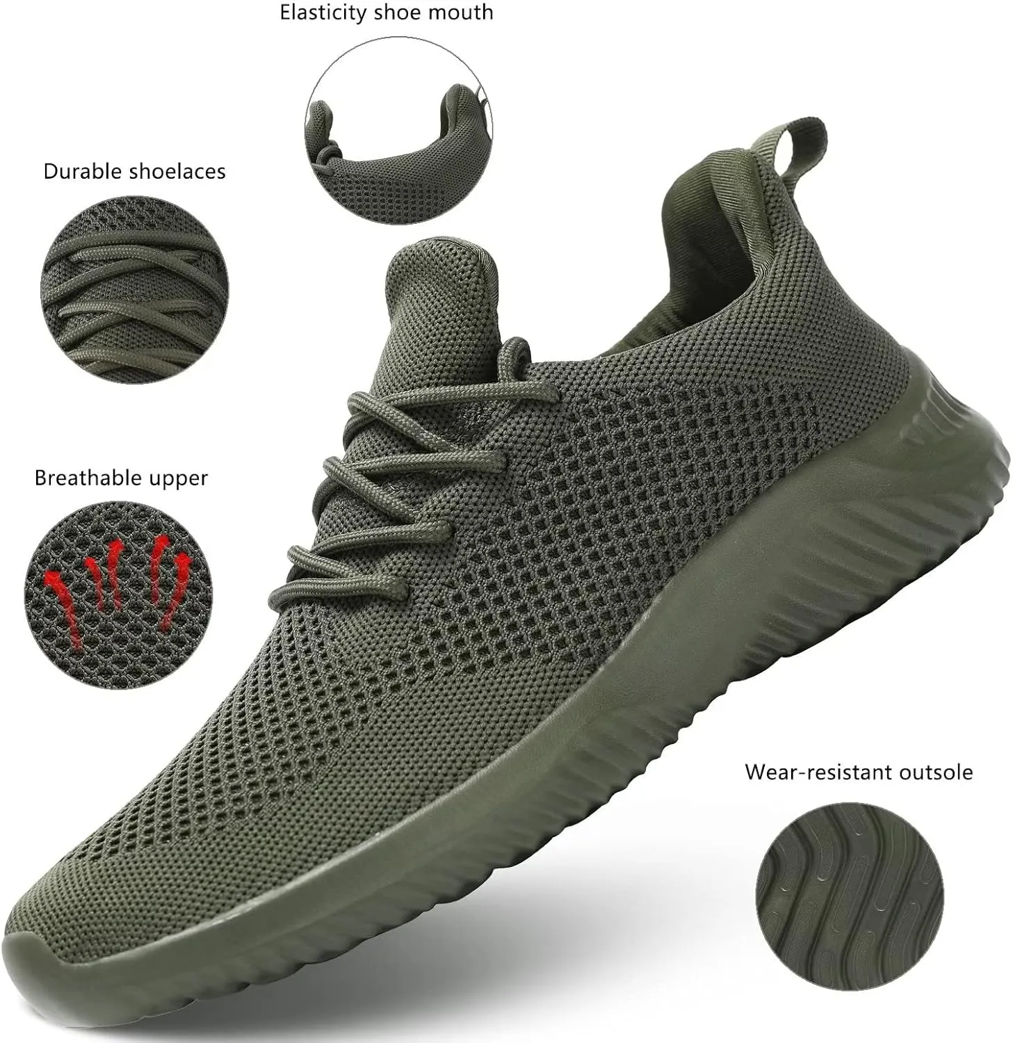 Men's Slip on Walking Shoes Ultra Light Breathable Non Slip Running Shoes Casual Fashion Sneakers Mesh Workout Sports