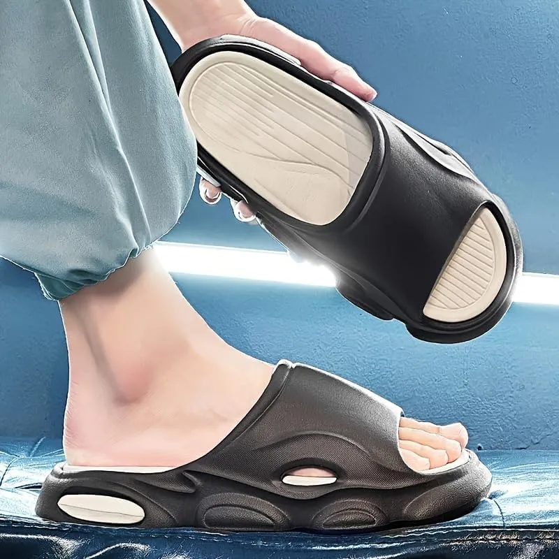 Men's Teardrop Print Cloud Slides - Casual Non-Slip Slippers for Indoor/Outdoor Use - Open Toe Shoes for Beach, Shower, Spring & Summer