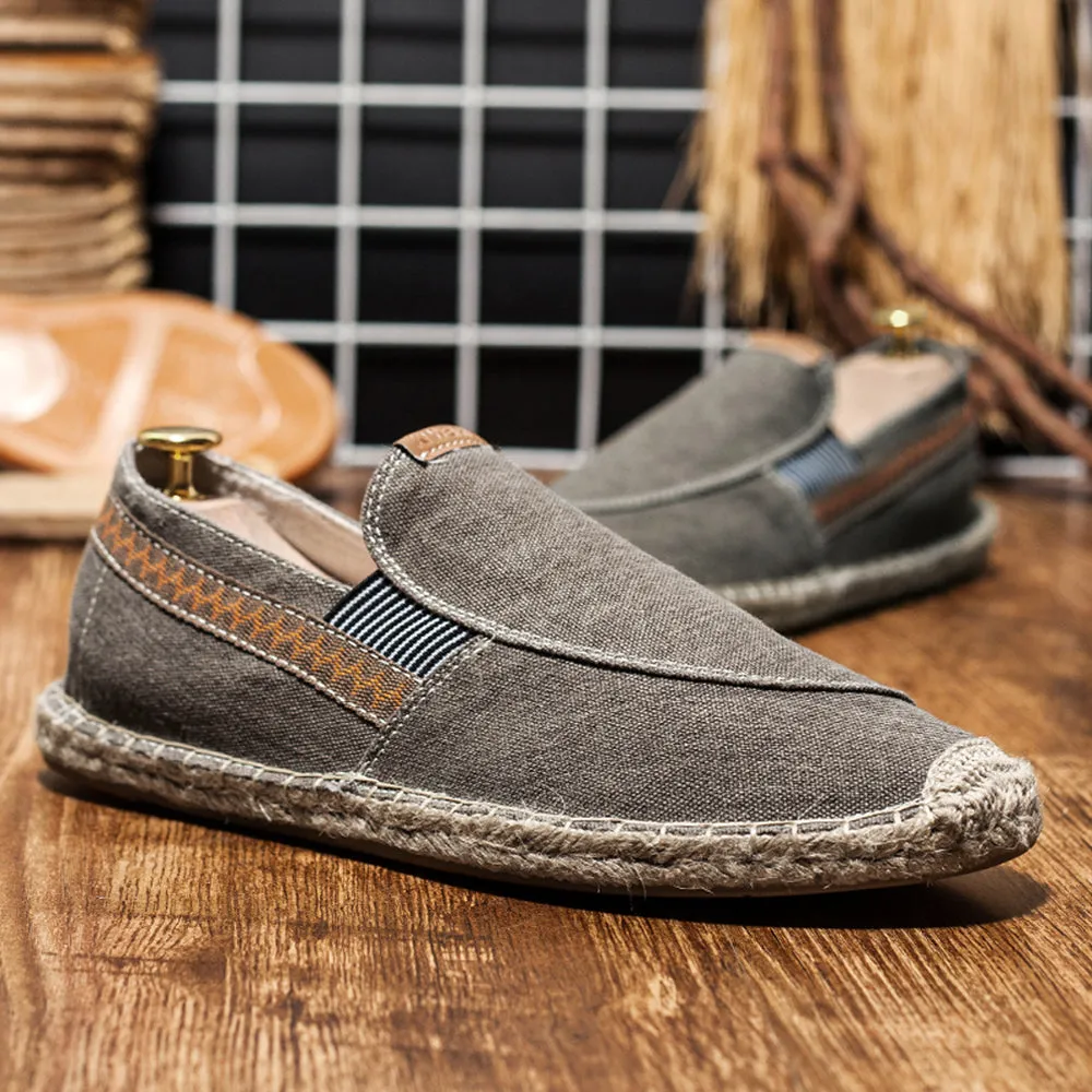 Men's Vintage Slip on Loafers Lightweight Casual Canvas Shoes | runandup