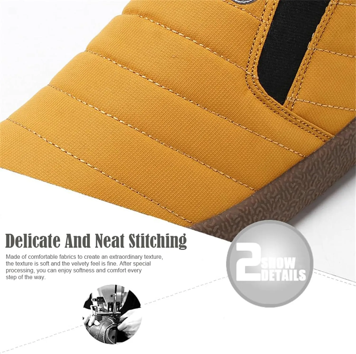 Men's Waterproof Warm Plush Lined Outdoor Snow Ankle Boots,Anti-Slip Slip-on Lightweight Winter Shoes