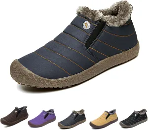 Men's Waterproof Warm Plush Lined Outdoor Snow Ankle Boots,Anti-Slip Slip-on Lightweight Winter Shoes