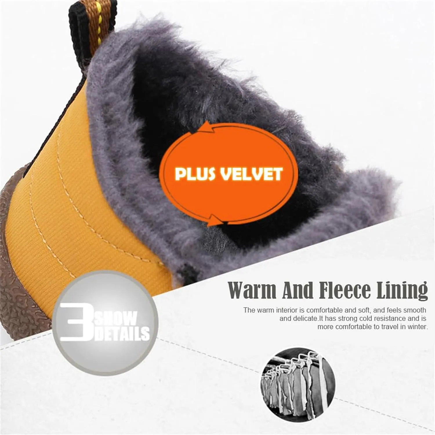Men's Waterproof Warm Plush Lined Outdoor Snow Ankle Boots,Anti-Slip Slip-on Lightweight Winter Shoes