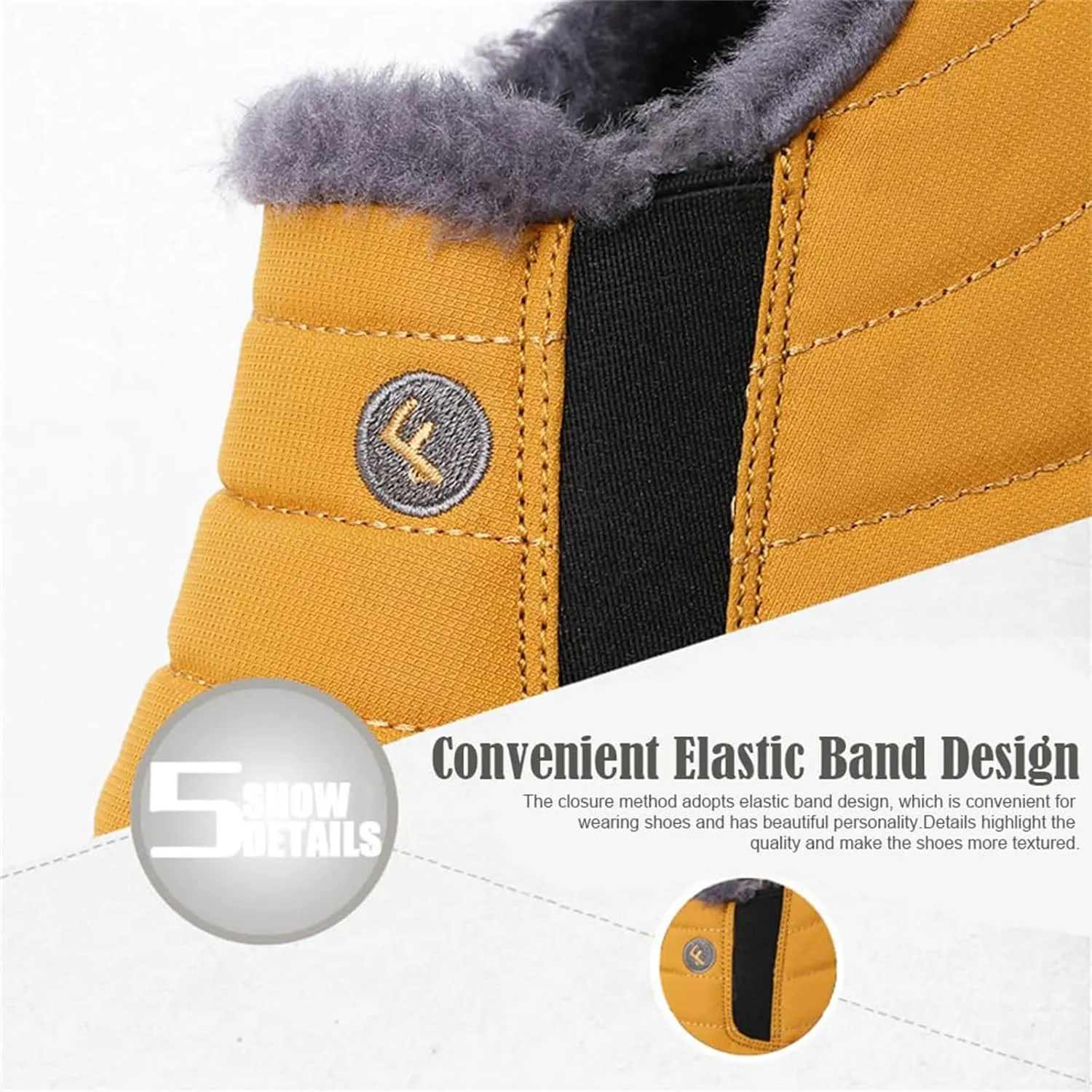 Men's Waterproof Warm Plush Lined Outdoor Snow Ankle Boots,Anti-Slip Slip-on Lightweight Winter Shoes