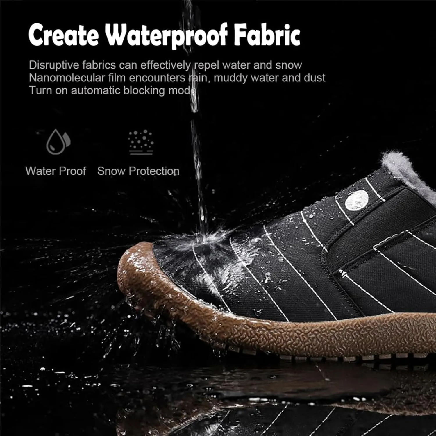 Men's Waterproof Warm Plush Lined Outdoor Snow Ankle Boots,Anti-Slip Slip-on Lightweight Winter Shoes