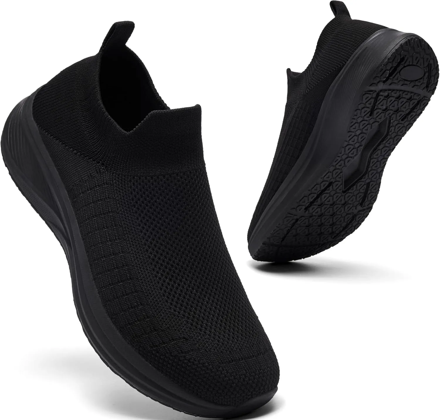 Mens Wide Slip On Walking Shoes Lightweight Breathable Comfortable Socks Shoes Fashion Non Slip Sneakers for Men