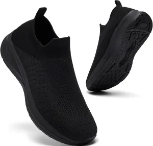 Mens Wide Slip On Walking Shoes Lightweight Breathable Comfortable Socks Shoes Fashion Non Slip Sneakers for Men