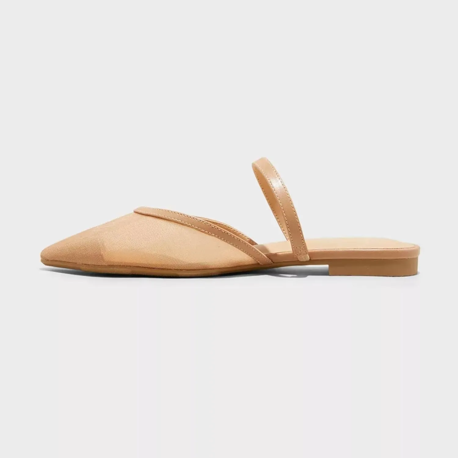 Mesh Ballet Flats for Women Fishnet Mules Shoes Pointed Toe Comfy Casual Office Slip on Mule Flats