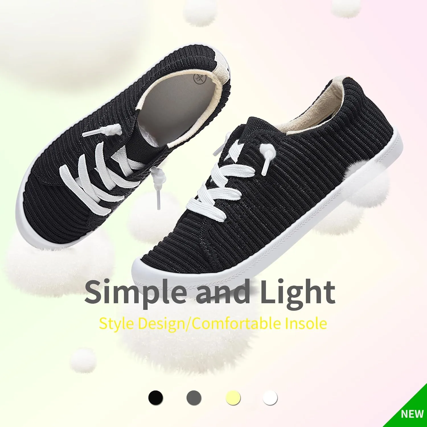 Mesh Slip On Shoes Women Comfort Knit Slip On Loafer Casual Fashion Sneaker Lightweight and Breathable Walking Flats