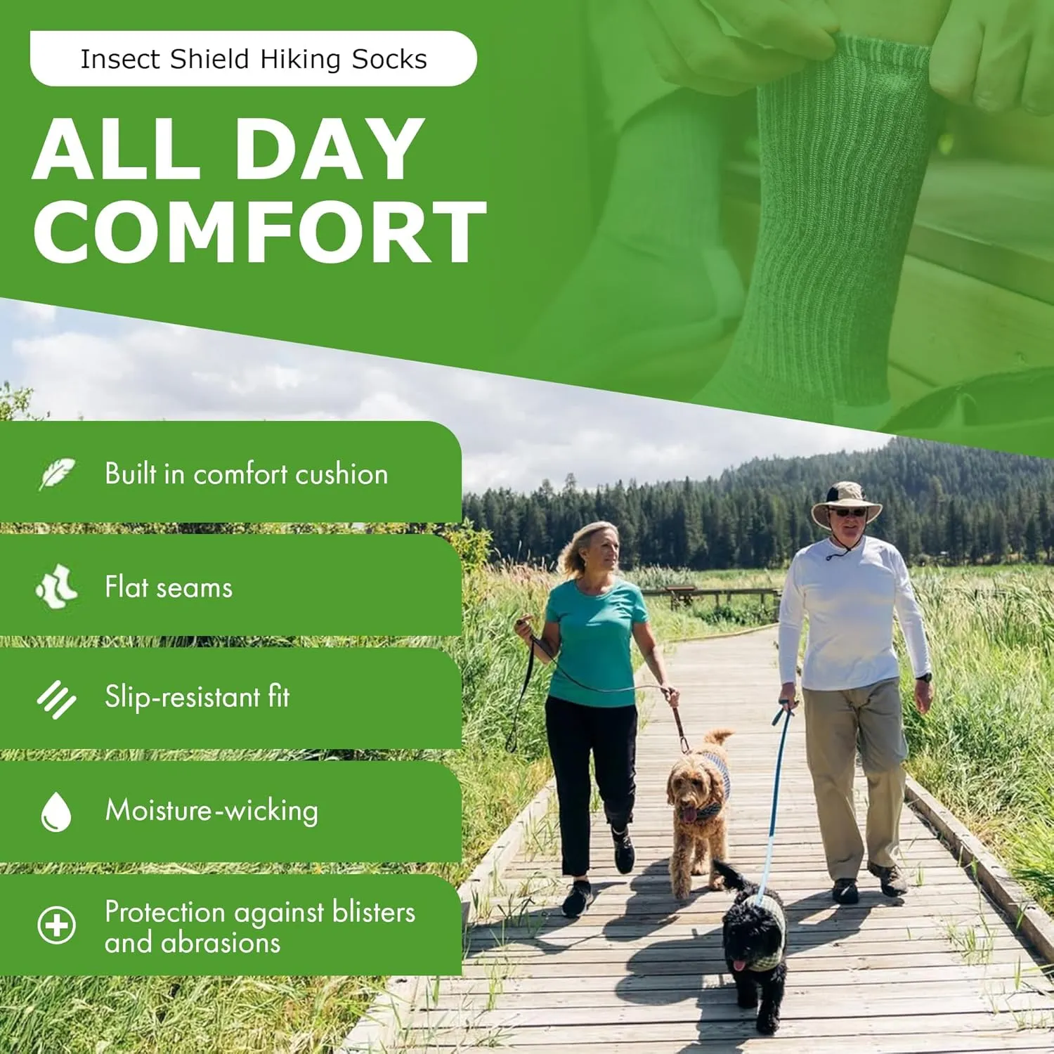Midweight Hiking Socks With Permethrin Bug Repellant - Protective Clothing for Men & Women