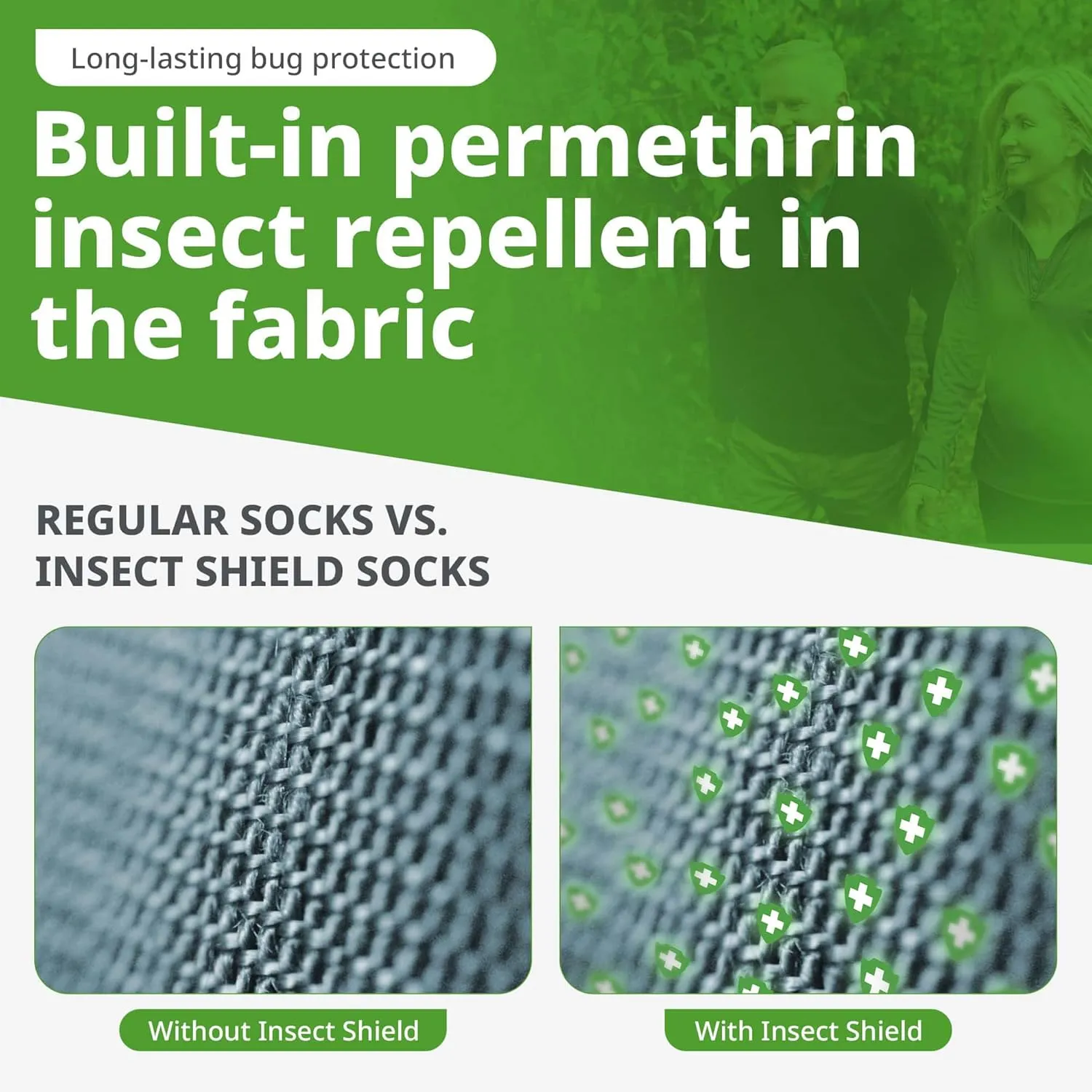 Midweight Hiking Socks With Permethrin Bug Repellant - Protective Clothing for Men & Women