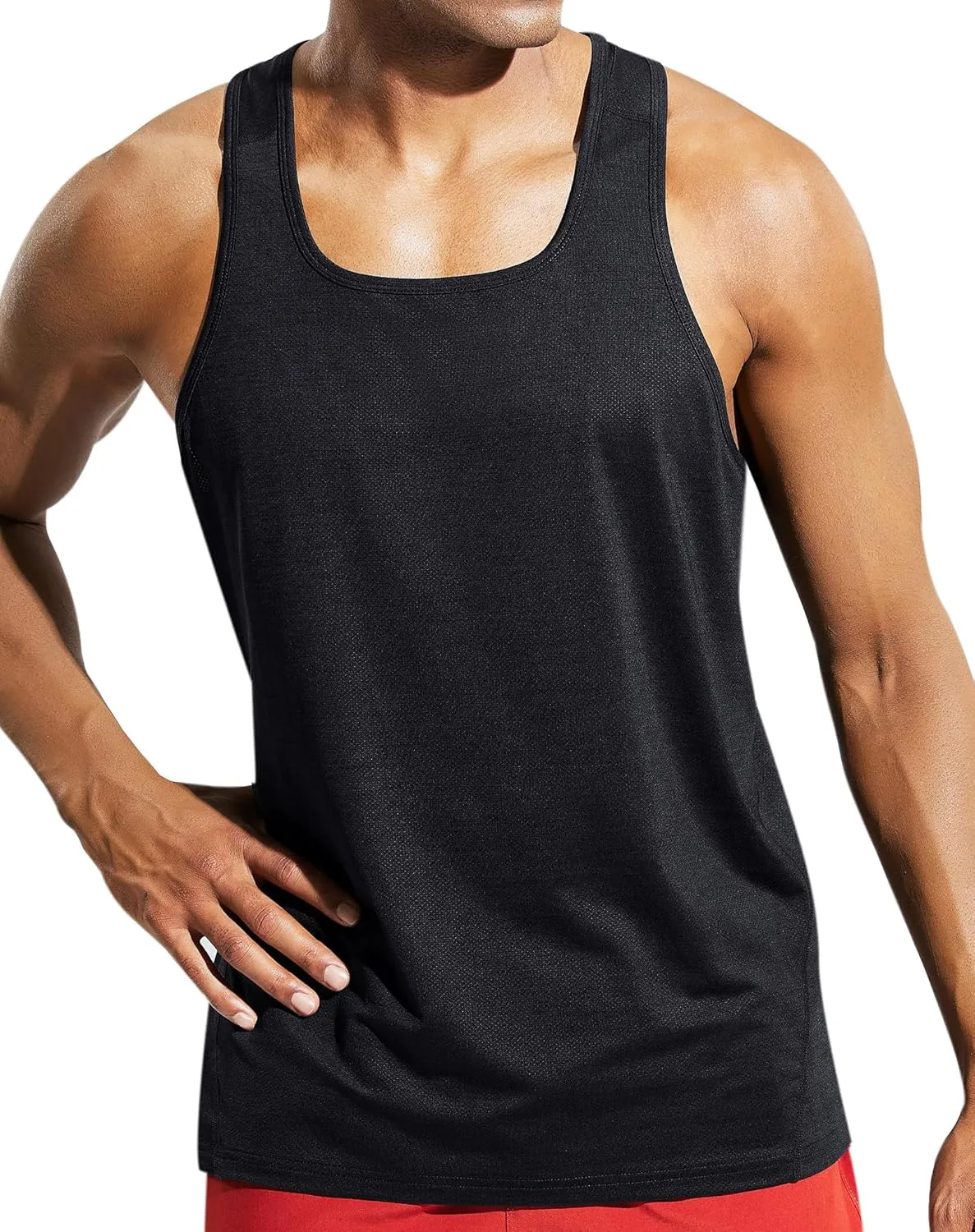 MIER Men's Sleeveless Workout Shirts Quick Dry Swim Athletic Gym Running Muscle Beach Tank Tops for Men