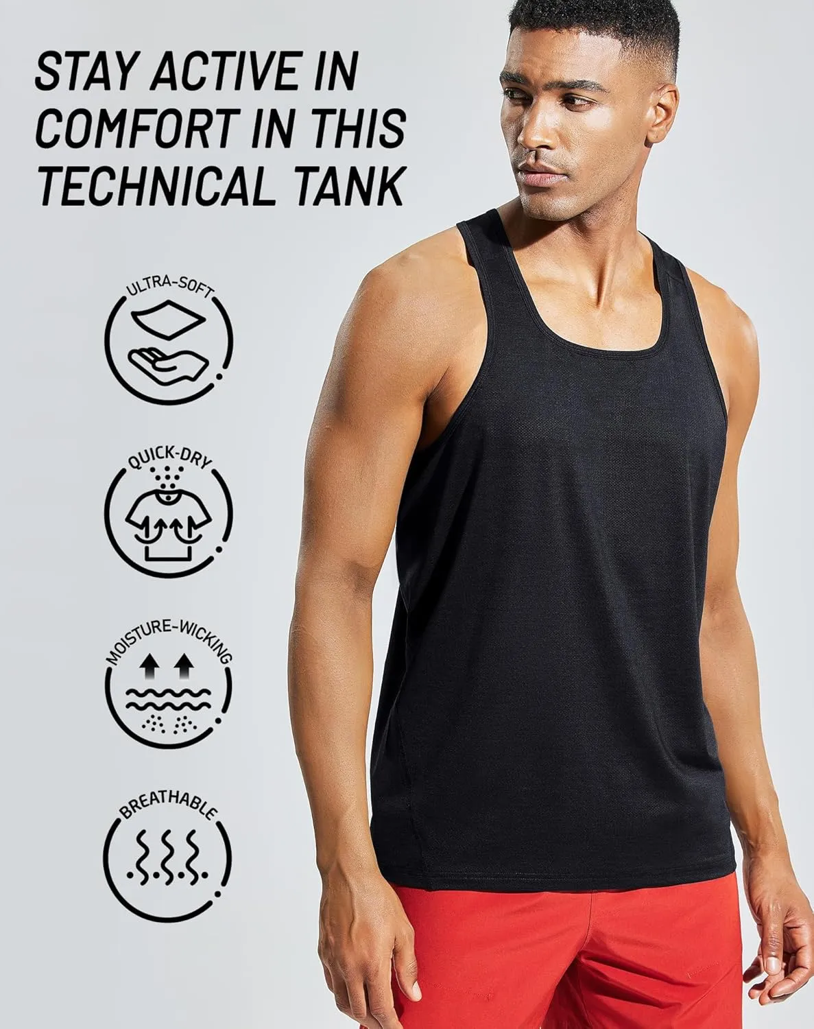 MIER Men's Sleeveless Workout Shirts Quick Dry Swim Athletic Gym Running Muscle Beach Tank Tops for Men