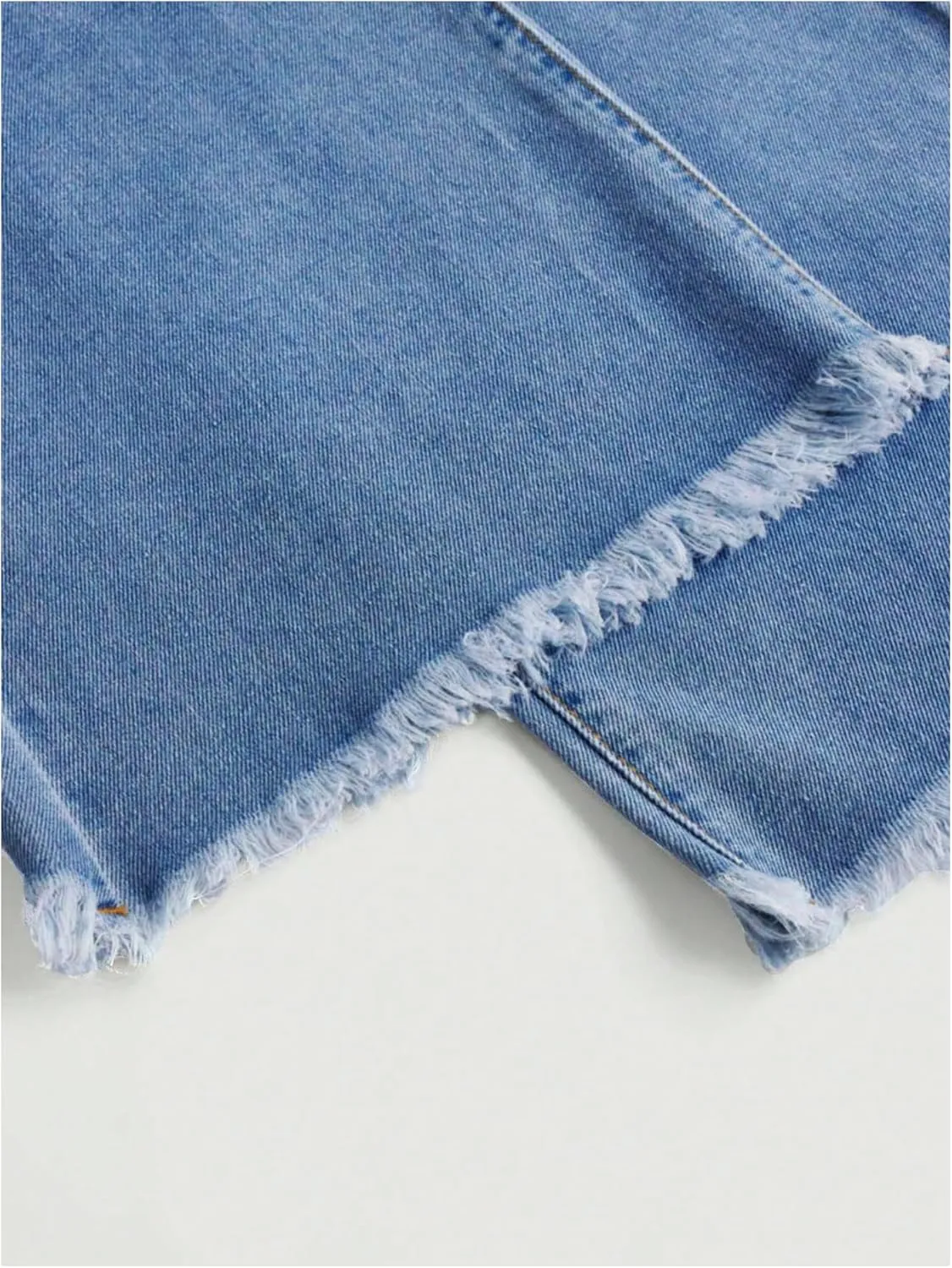 Milumia Girl's Drawstring Paperbag Waist Raw Hem Denim Pants Straight Wide Leg Baggy Jeans