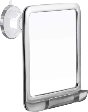 MIRRORVANA Fogless Shower Mirror for Shaving with Razor Holder and Dual Anti Fog Design - Upgraded 360° Swivel Suction Cup with Bonus Hook for Hanging - Shatterproof 8" x 7" Surface (Chrome)