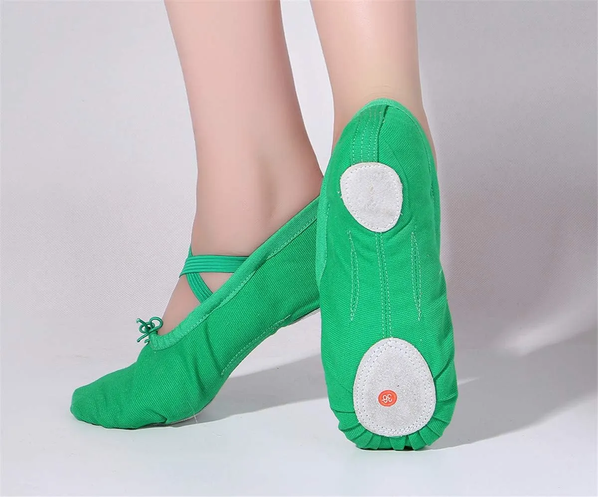 missfiona Women Canvas Ballet Slippers Dance Shoes Adult Practice Yoga Flat Belly Shoes