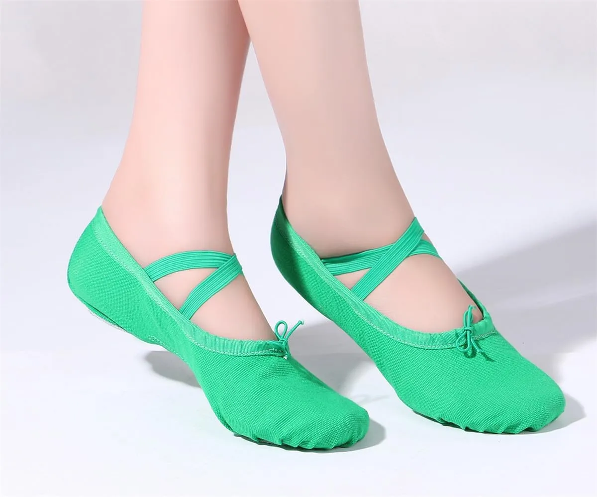 missfiona Women Canvas Ballet Slippers Dance Shoes Adult Practice Yoga Flat Belly Shoes