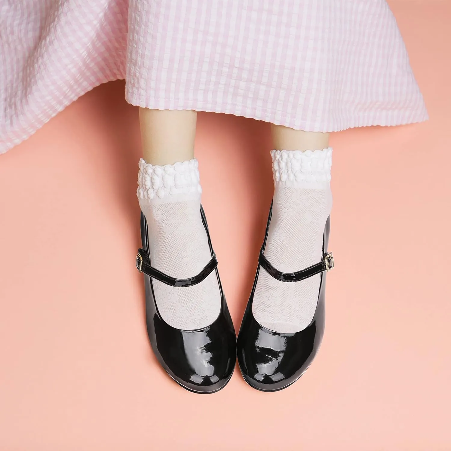 MIXIN Girls Mary Jane Dress Shoes - Princess Ballerina Flats Low Heels for School Party Wedding, Back to School Shoes for Girls (Little Kid/Big Kids)