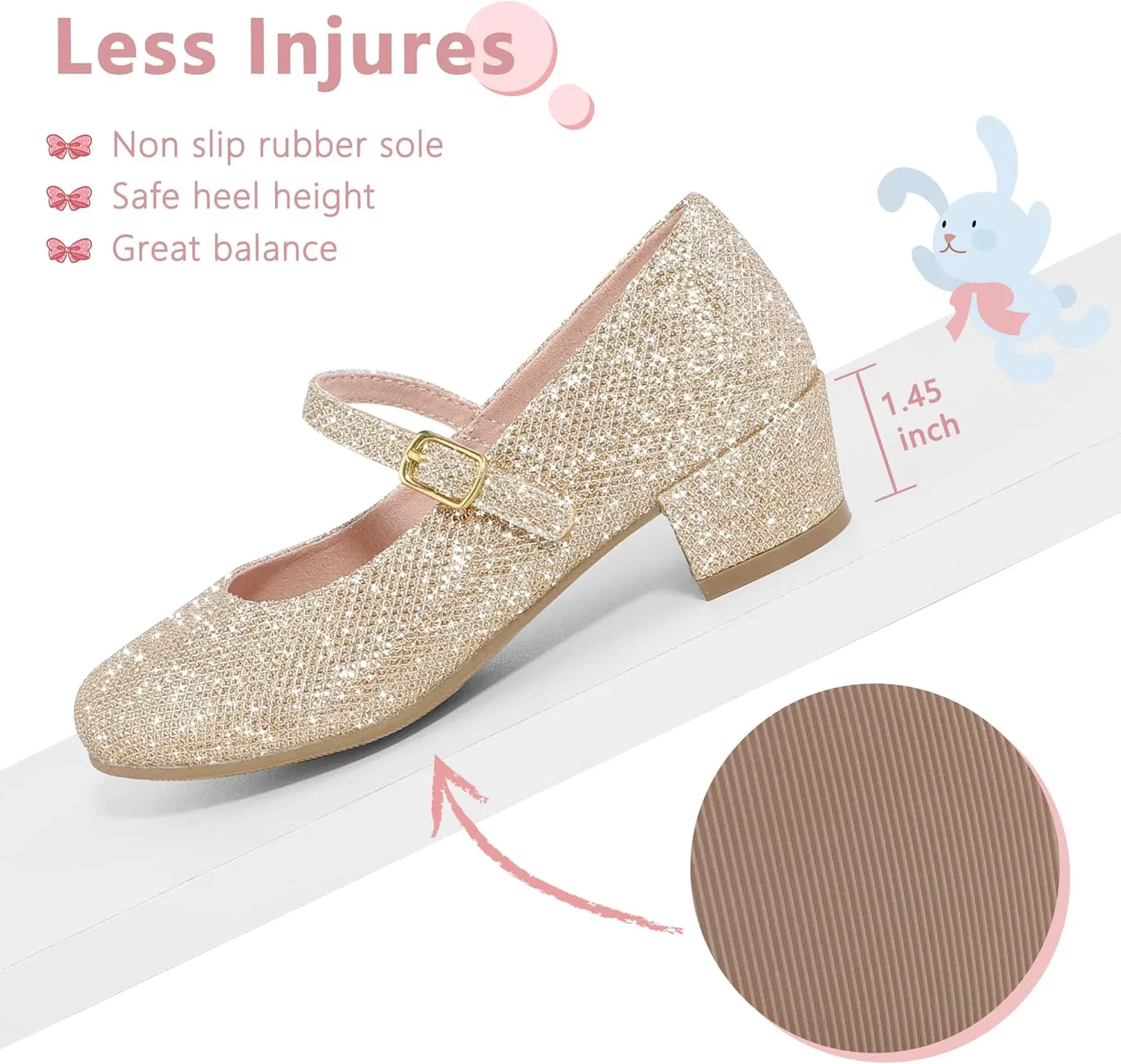 MIXIN Girls Mary Jane Dress Shoes - Princess Ballerina Flats Low Heels for School Party Wedding, Back to School Shoes for Girls (Little Kid/Big Kids)