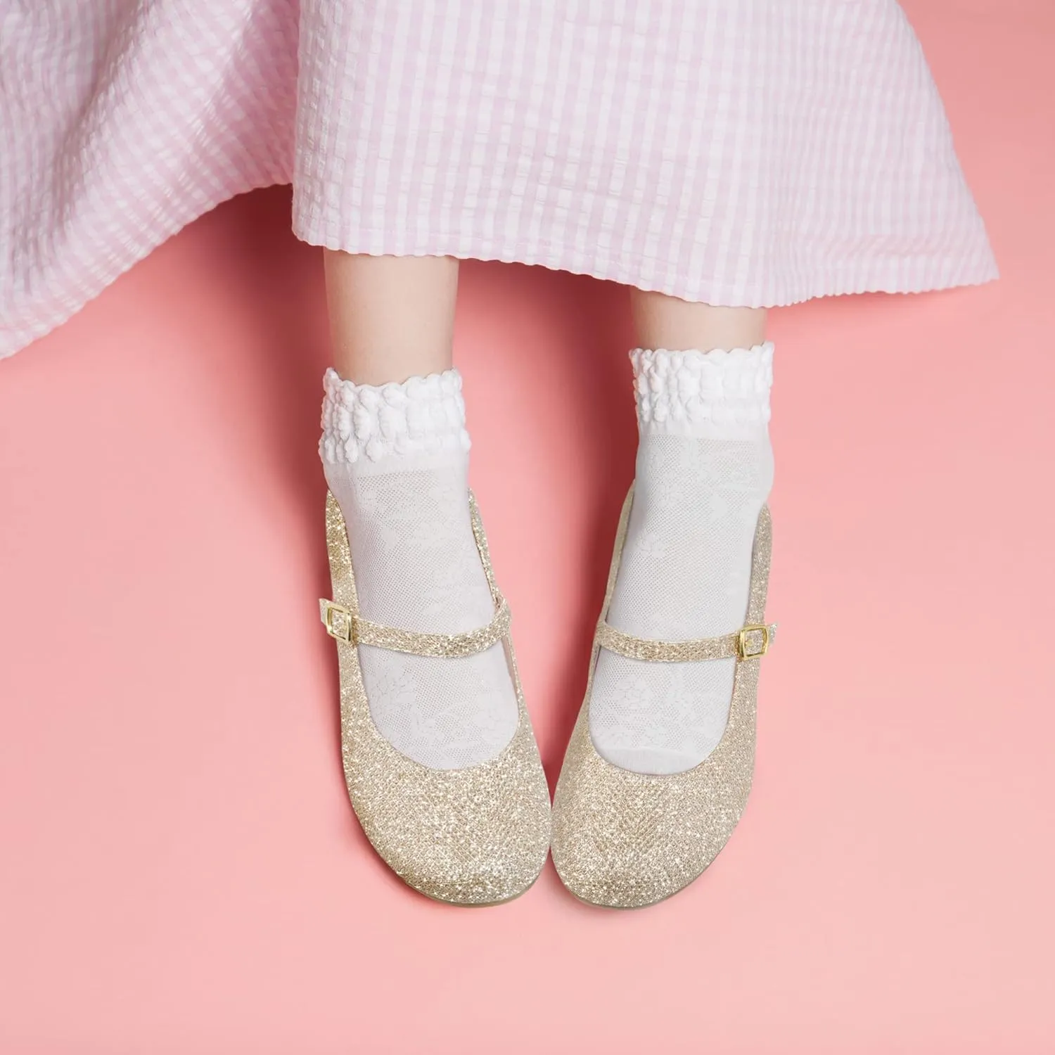 MIXIN Girls Mary Jane Dress Shoes - Princess Ballerina Flats Low Heels for School Party Wedding, Back to School Shoes for Girls (Little Kid/Big Kids)