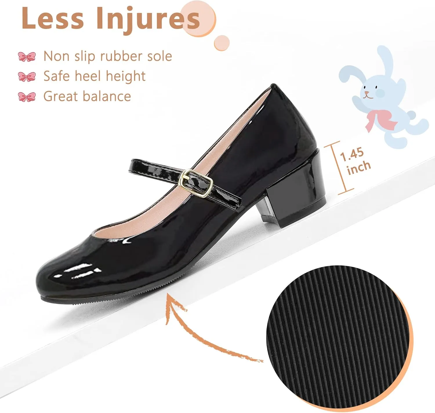 MIXIN Girls Mary Jane Dress Shoes - Princess Ballerina Flats Low Heels for School Party Wedding, Back to School Shoes for Girls (Little Kid/Big Kids)