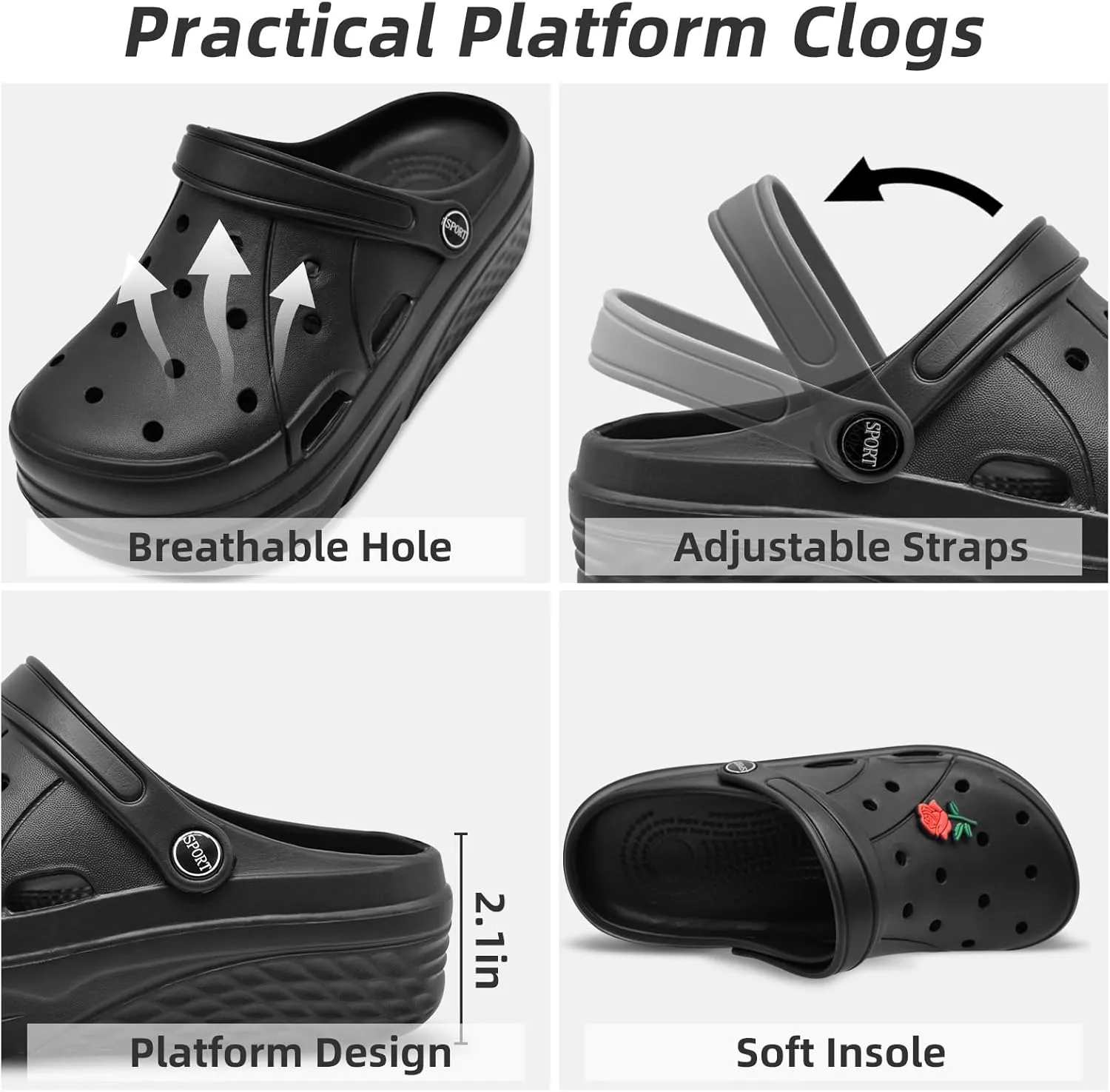 Mnplciea Women's Platform Clogs Non-Slip Garden Shoes Summer Slip On Comfortable Beach Sandals Slippers