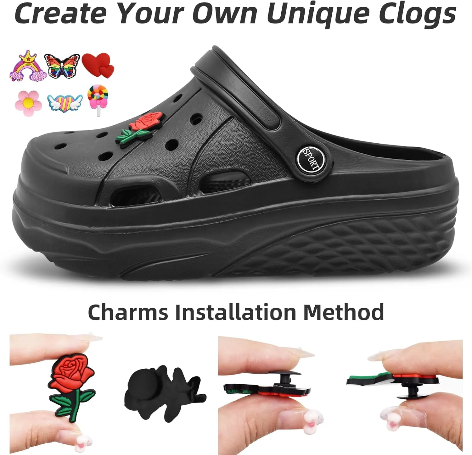 Mnplciea Women's Platform Clogs Non-Slip Garden Shoes Summer Slip On Comfortable Beach Sandals Slippers