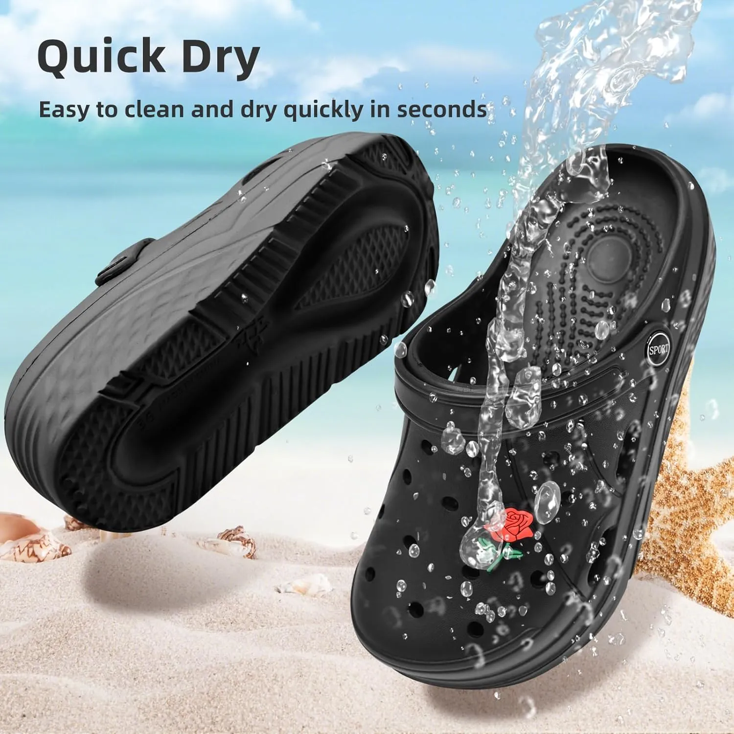 Mnplciea Women's Platform Clogs Non-Slip Garden Shoes Summer Slip On Comfortable Beach Sandals Slippers