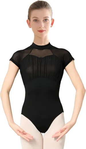 Mock Neck Teen Girls Women Leotards for Ballet, Adult Sleeveless Spandex Dance Bodysuit