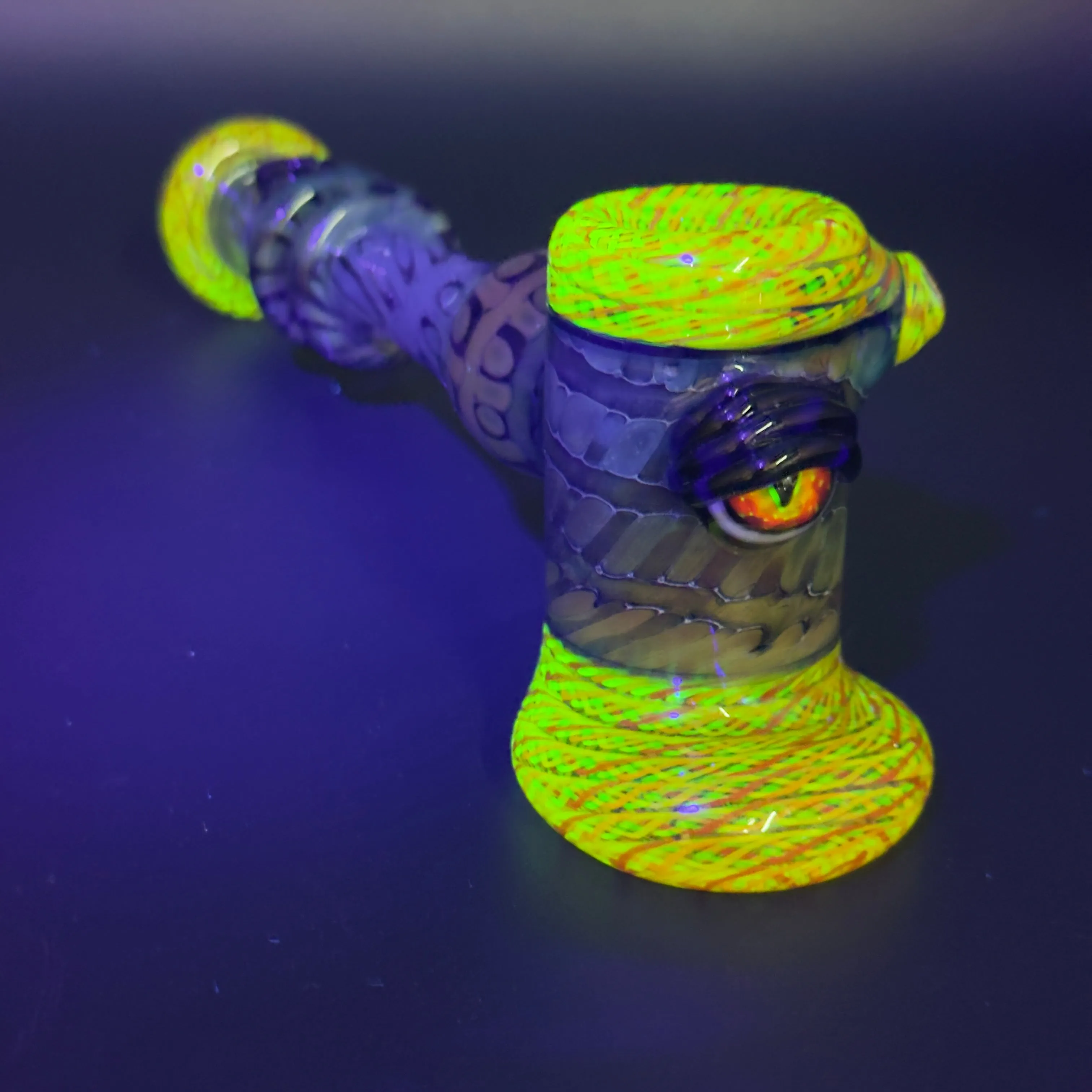 Modified Creations x Thick Nick Glass - 2 Eyed UV Zanfirico Latticino Hammer