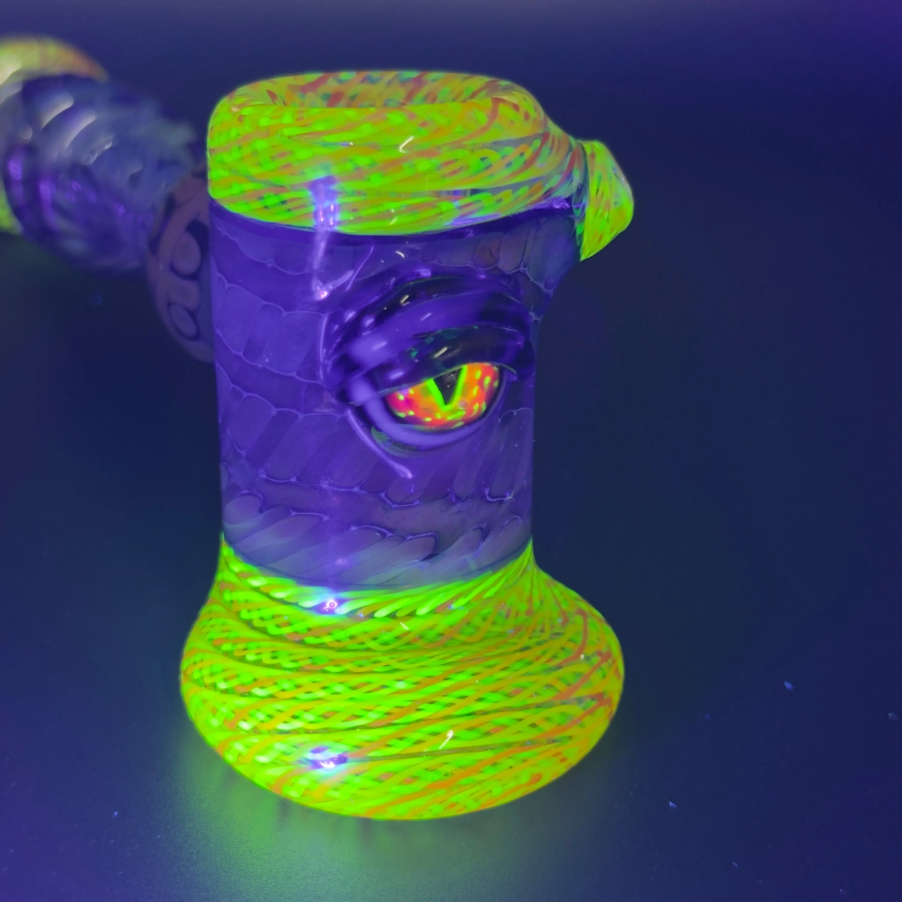 Modified Creations x Thick Nick Glass - 2 Eyed UV Zanfirico Latticino Hammer