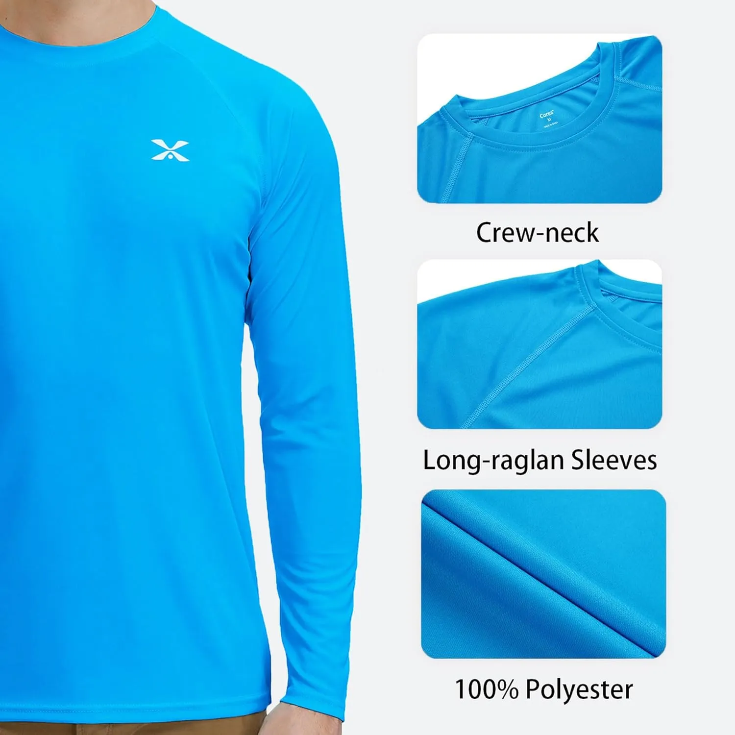 MOHEEN Men's Long Sleeve Rashguard UPF 50  Sun Shirts Quick Dry Hiking Fishing Swim T-Shirt M-3XL