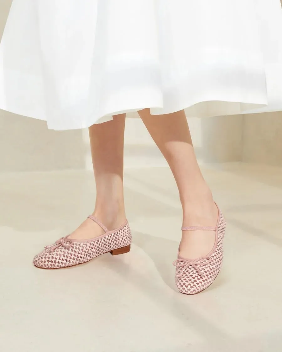 MUCCCUTE Women's Mesh Ballet Flats, Round Toe Ballerina Flats Shoes Casual Dress Mary Jane Flats