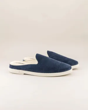 Mule femme cuir, bleu jean