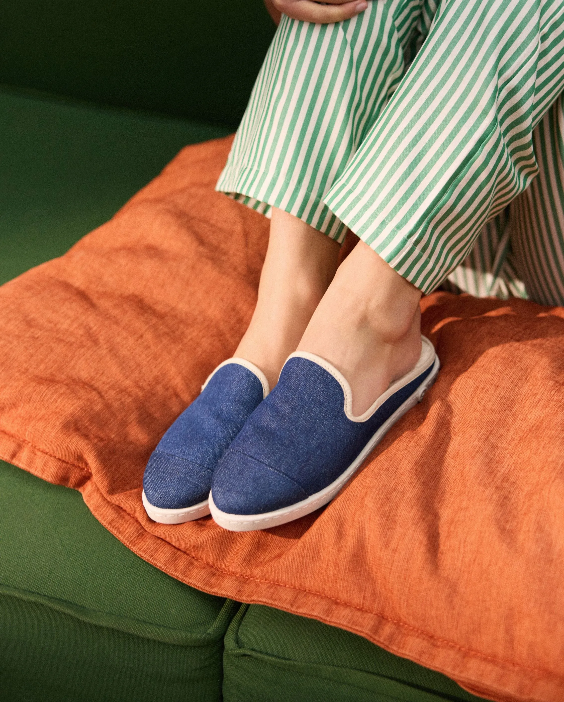 Mule femme denim, brut