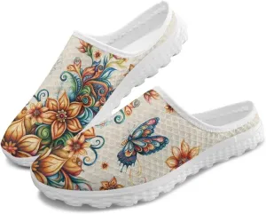 Mule Shoes for Women Summer Novelty Butterfly Outdoor Non-Slip Sneakers Hand Free Garden Walking Shoes Slip On