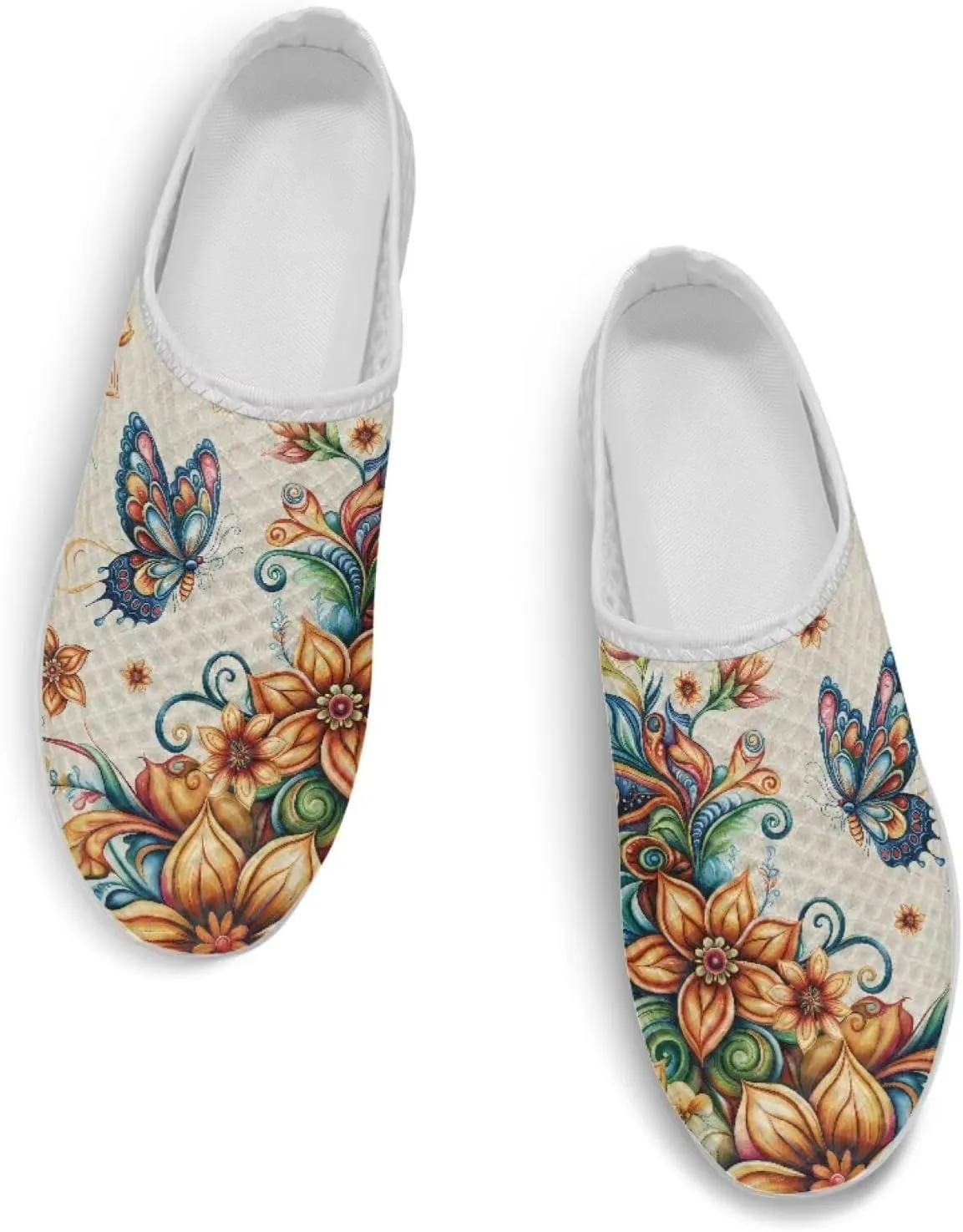 Mule Shoes for Women Summer Novelty Butterfly Outdoor Non-Slip Sneakers Hand Free Garden Walking Shoes Slip On