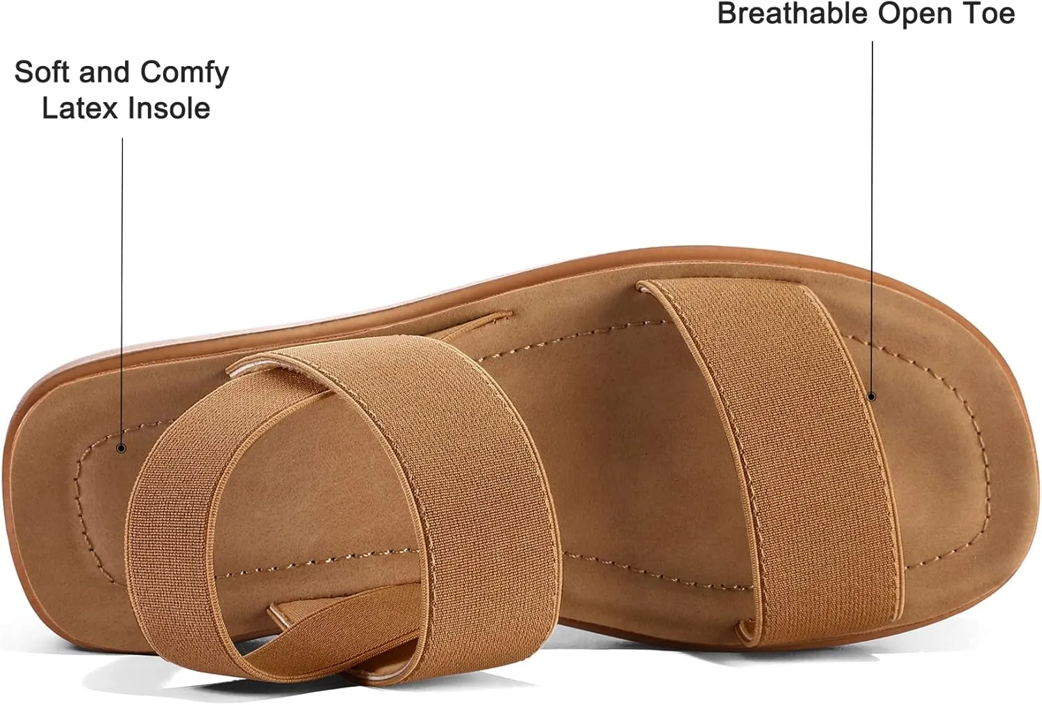 mysoft Women's Platform Wedges Sandals Slingback Lightweight Elastic Ankle Strap Low Wedges Walking Sandals Comfortable Slip On Casual Shoes