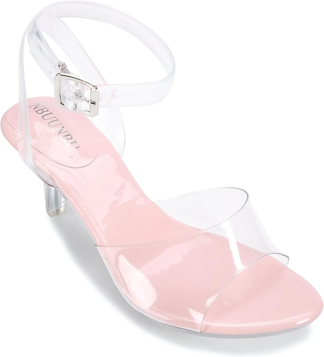 NBUUNBU Clear Strappy Heels For Women Transparent Ankle Strap Platform High Heeled Sandals Sexy Stiletto Comfortable Crystal Dress Shoes Adjustable Buckle Open Toe Pump Mules