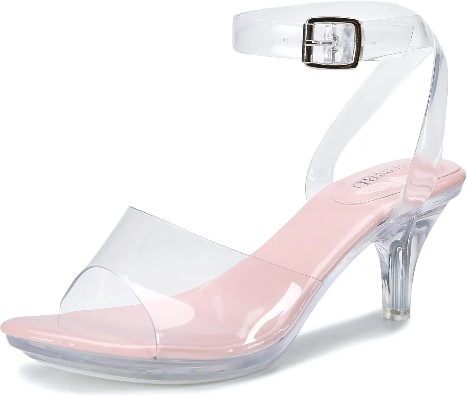 NBUUNBU Clear Strappy Heels For Women Transparent Ankle Strap Platform High Heeled Sandals Sexy Stiletto Comfortable Crystal Dress Shoes Adjustable Buckle Open Toe Pump Mules